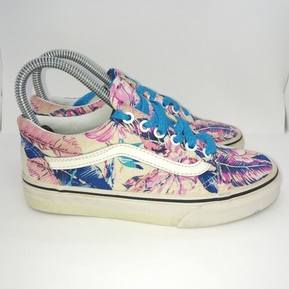 Vans Off The Wall Floral Themed Pink And Blue Sneakers Women's Size 5 - Picture 2 of 8